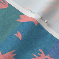 Paper Cut-Out Birds in Coral Pink | Paper collage, paper cut, Matisse birds in coral pink and lagoon blue, doves, ocean, mod art quilt, papercut.