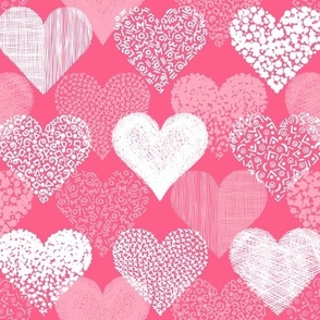 80s Graphic Valentine Hearts on Pink