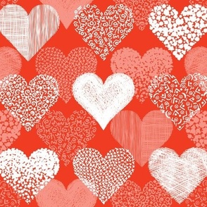 80s Graphic Valentine Hearts on Red