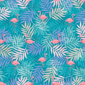 small - happy flamingo time -  blue green