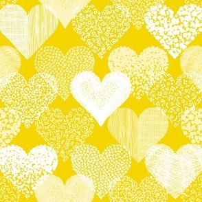 80s Graphic Valentine Hearts on Yellow