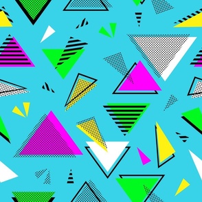 80s triangles on blue