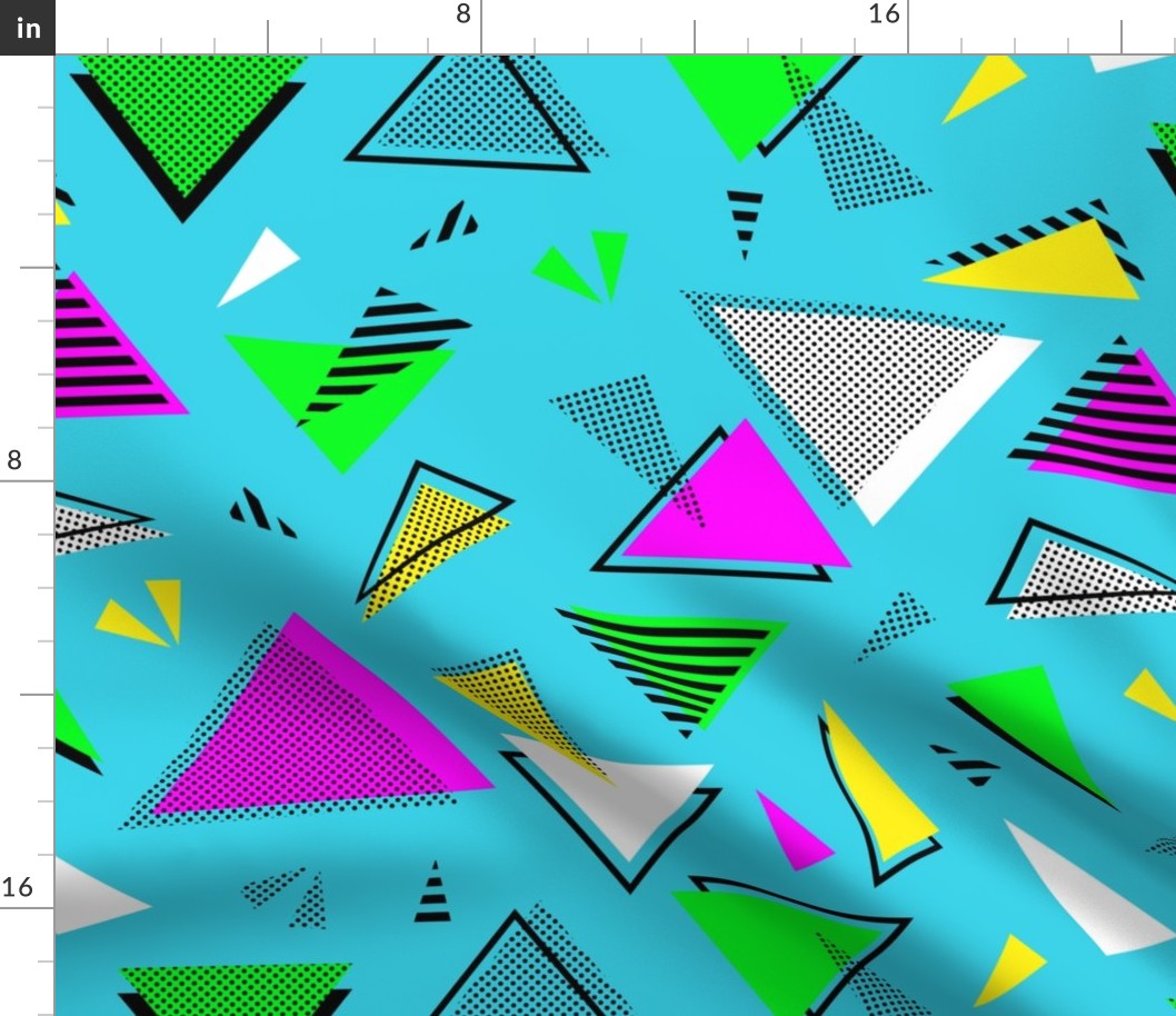 80s triangles on blue