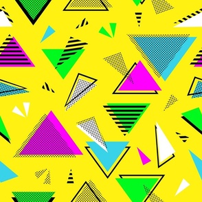 80s triangles on yellow