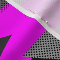 80s triangles grayscale on neon pink