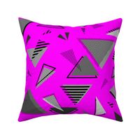 80s triangles grayscale on neon pink