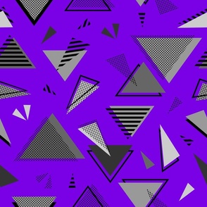 80s triangles grayscale on purple