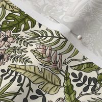 Neutral Colors Jungle with Toucan Birds / Tiny Scale