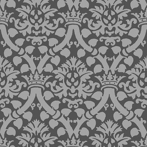 damask with crowns, medium grey 8W