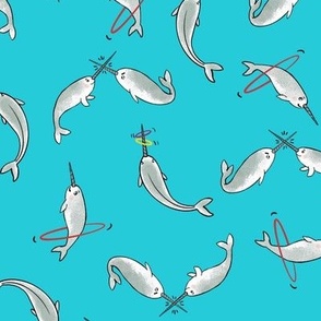 Narwhal Games on Bright Turquoise by Brittanylane