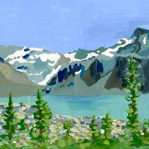Wedgemount Lake (landscape) gouache painting