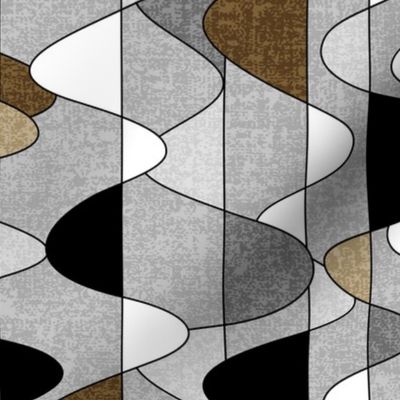 Mid Century Modern (MCM) Frequency Waves // Gray, Brown, Black and White // 338 DPI