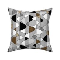 Mid Century Modern (MCM) Frequency Waves // Gray, Brown, Black and White // 338 DPI