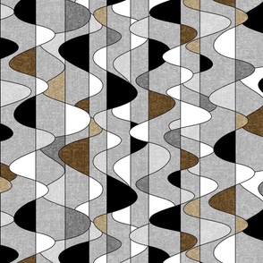 Mid Century Modern (MCM) Frequency Waves // Gray, Brown, Black and White // 338 DPI