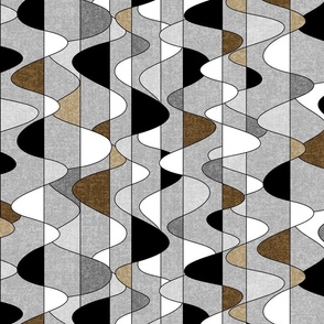 MCM Frequency Waves // Gray, Brown, Black and White // 338 DPI
