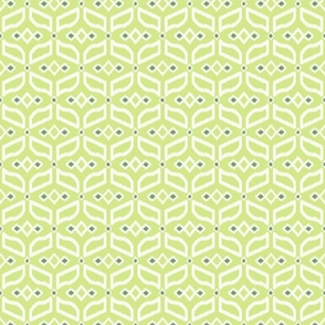 Geometric Ikat abstract hexagonal grid - soft white on honeydew - small