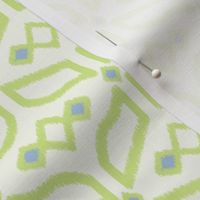 Geometric Ikat abstract hexagonal grid - honeydew on soft white - small