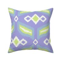 Geometric Ikat abstract hexagonal grid - sky blue, honeydew and soft white on lilac/purple - large