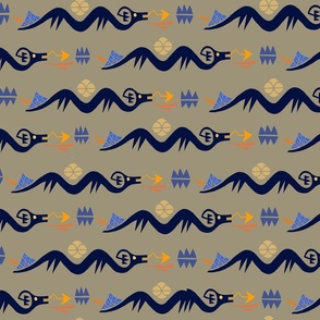 Southwest Mimbres Serpents - Design 1324997 - Tan Navy Orange