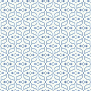 Geometric Ikat abstract hexagonal grid - sky blue on soft white - small