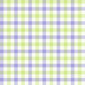 Gingham in Lilac and Honeydew on soft white - Chinoiseries coordinate - medium
