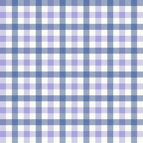 Gingham in Lilac and blue on soft white - Chinoiseries coordinate - medium