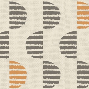 Half Moon Stripe Geo - Orange on Cream - Large