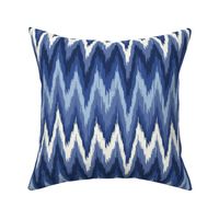 Ikat chevron ethnic abstract - grand millennial - blue tones, soft white and sky blue - large