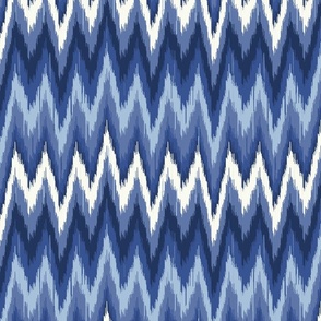 Ikat chevron ethnic abstract - grand millennial - blue tones, soft white and sky blue - large