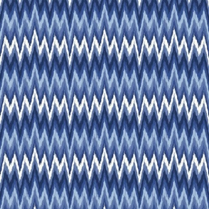 Ikat chevron ethnic abstract - grand millennial - blue tones, soft white and sky blue - medium