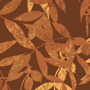 Hickory Leaves  - Brown  & Gold  Extra Large