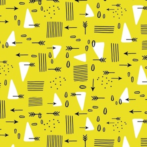 mustard line and dots doodling