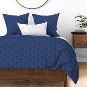 Dotted ogee diamond medallion stripe - tone on tone, blue on navy  - chinoiserie coordinate - medium