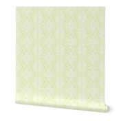 Dotted ogee diamond medallion stripe - honeydew on soft white  - chinoiserie coordinate - medium