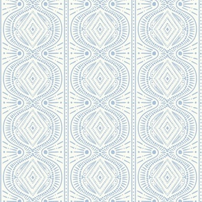 Dotted ogee diamond medallion stripe - sky blue soft white - chinoiserie coordinate - medium