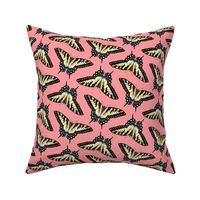 tiger swallowtail pattern on pink compressed