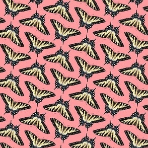 tiger swallowtail pattern on pink compressed