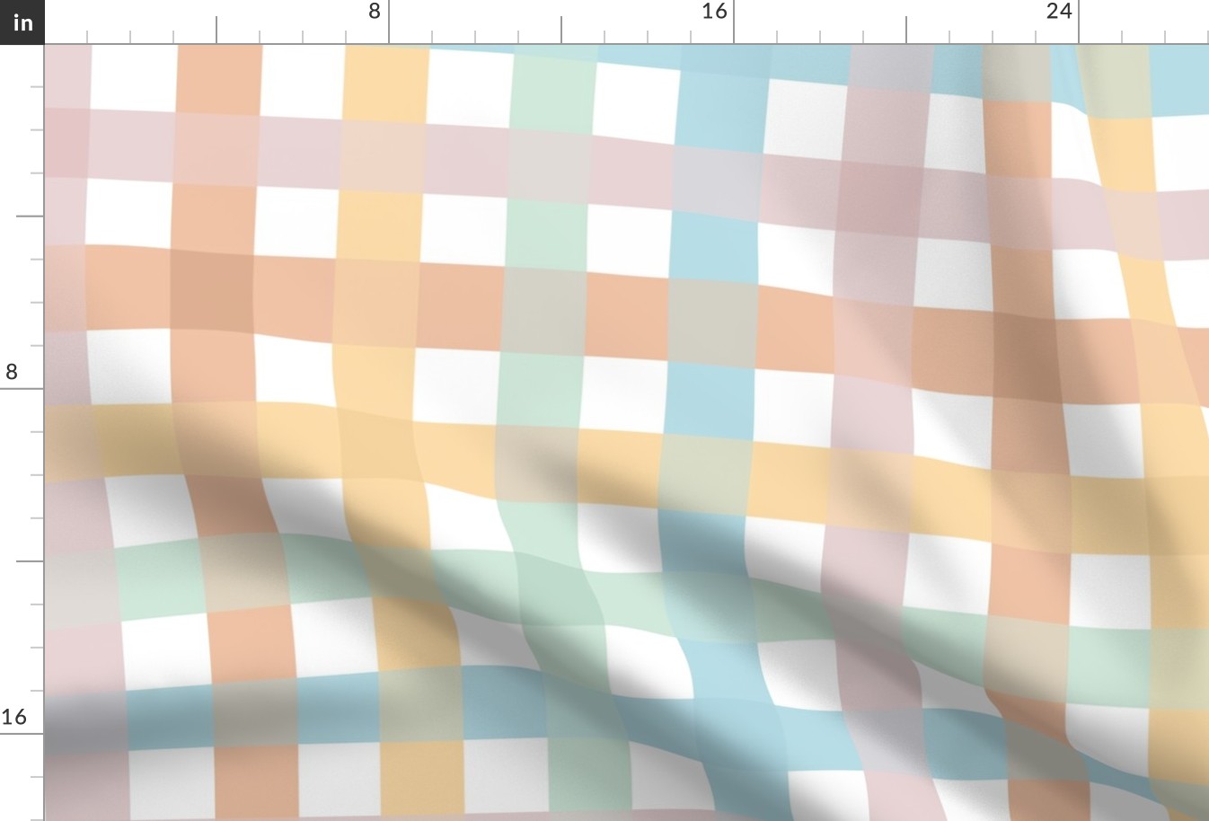 Pastel Rainbow Gingham Large Scale