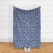 White Chrysanthemums on Navy Blue Background Large- Japanese Origami Paper- Cat Noodle Coordinate- Ditsy Floral