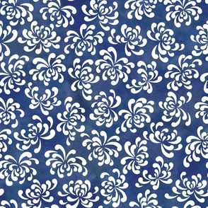 White Chrysanthemums on Navy Blue Background Medium- Japanese Origami Paper- Cat Noodle Coordinate- Ditsy Floral