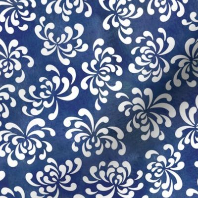 White Chrysanthemums on Navy Blue Background Small- Japanese Origami Paper- Cat Noodle Coordinate- Ditsy Floral