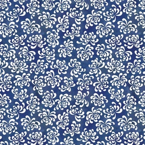 White Chrysanthemums on Navy Blue Background Small- Japanese Origami Paper- Cat Noodle Coordinate- Ditsy Floral