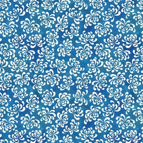 White Chrysanthemums on Royal Blue Background Small- Japanese Origami Paper- Cat Noodle Coordinate- Ditsy Floral
