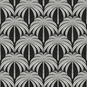 Palm Springs palm tree/cream  on black background/medium