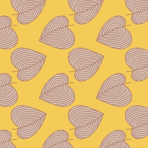 Leaves seamless pattern on yellow background.