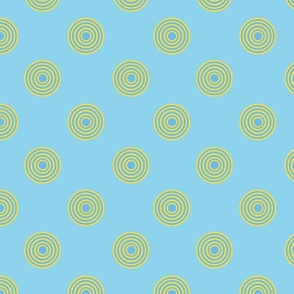 Dotted abstract geometric seamless pattern on blue background.