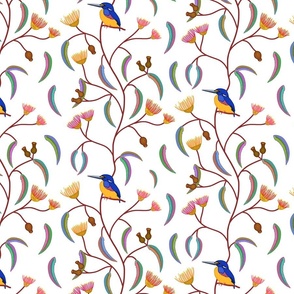 Chateau Chinoiserie (Azure Kingfisher) #1 - white, medium to large 