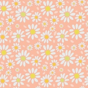 Pastel Pink Orange Blush Daisy Pattern