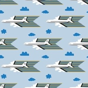 time to travel | white airplanes on light blue | small