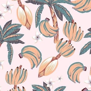 Pink bananas tropical pattern